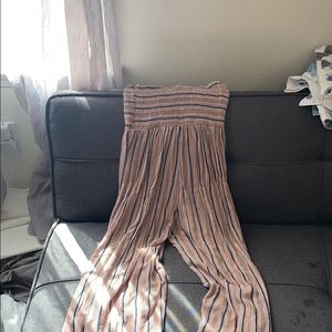 a beautiful pink and blue striped jumpsuit!